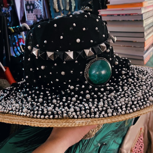 Customed Black & Green Rhinestone and Gem Hat main image 11